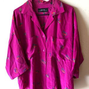 Vintage Retro Silk Button Up